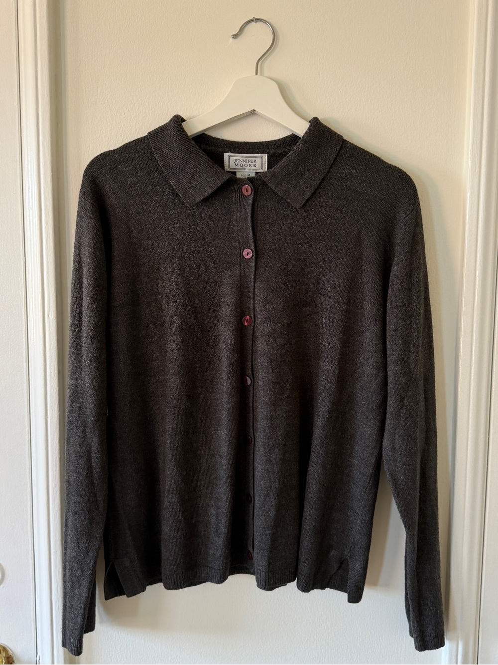 VINTAGE Long Sleeve Polo Shirt in Gray - Medium